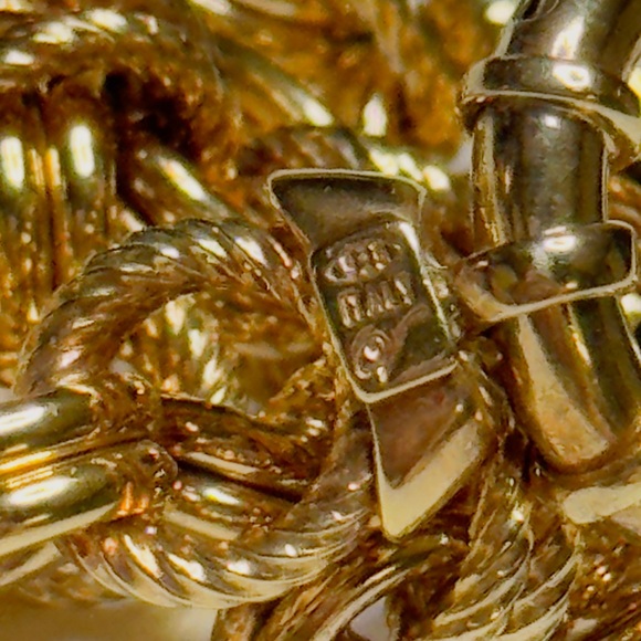 Sterling Silver Gold Tone Round Rope Smooth 9.6mm Wide Link Bracelet 9.25" - Picture 2 of 7